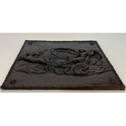 Plaque de Cheminée en Fonte Représentant Diane, Déesse de la Chasse sur son Char, Travail Français, Vers 1900