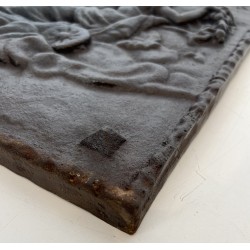 Plaque de Cheminée en Fonte Représentant Diane, Déesse de la Chasse sur son Char, Travail Français, Vers 1900