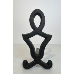Pair of Modernist Cast Iron and Wrought Iron Andirons by Raymond Subes, French Work, Circa 1940