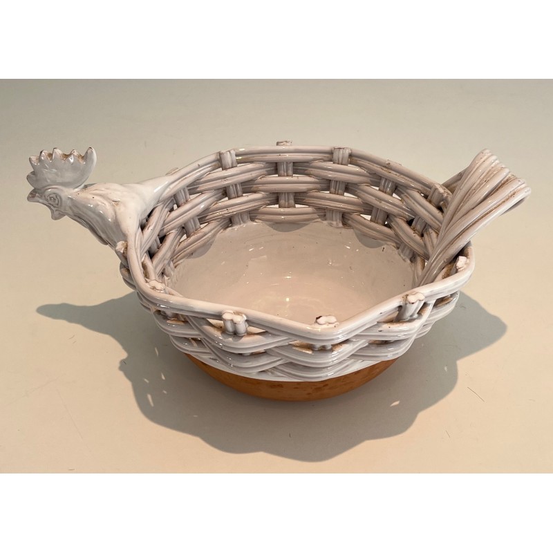 Ceramic Fruit Bowl in the Form of a Hen, French Work, Circa 1970