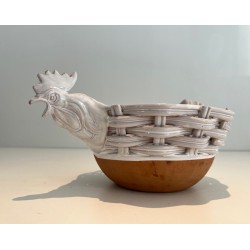 Ceramic Fruit Bowl in the Form of a Hen, French Work, Circa 1970