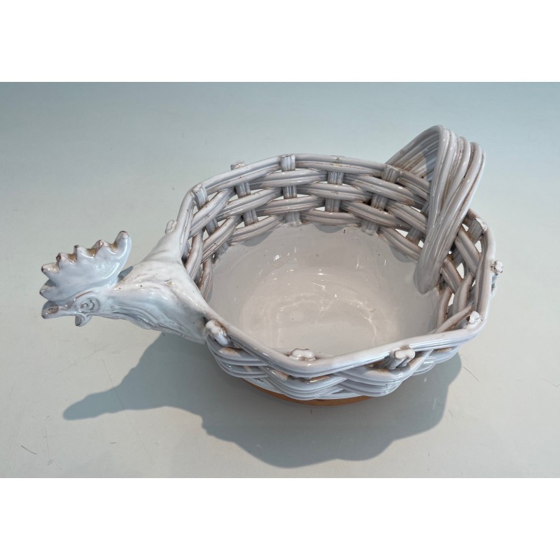 Ceramic Fruit Bowl in the Form of a Hen, French Work, Circa 1970