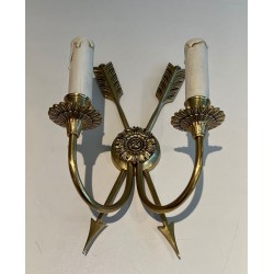 Paire d'Appliques Aux Flêches Croisées en Bronze