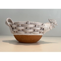 Ceramic Fruit Bowl in the Form of a Hen, French Work, Circa 1970