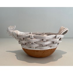 Ceramic Fruit Bowl in the Form of a Hen, French Work, Circa 1970