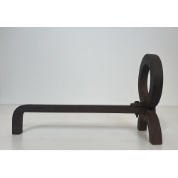 Paire de Chenets Modernistes en Fer Forgé, dans le Goût de Jacques Adnet, Travail Français, Vers 1950