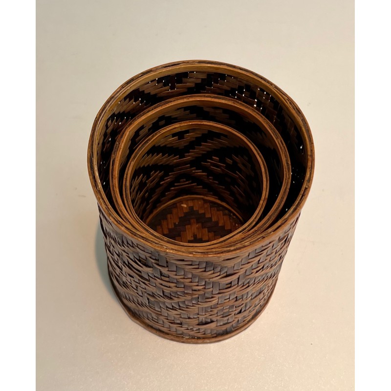 Suite de 3 Pots à Crayons en Marqueterie de Paille