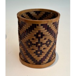 Set of Three Nesting Straw Marquetry Pen Pots, French Work, Circa 1930