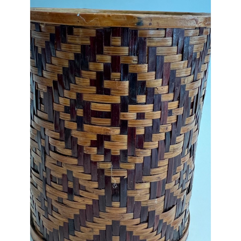 Set of Three Nesting Straw Marquetry Pen Pots, French Work, Circa 1930