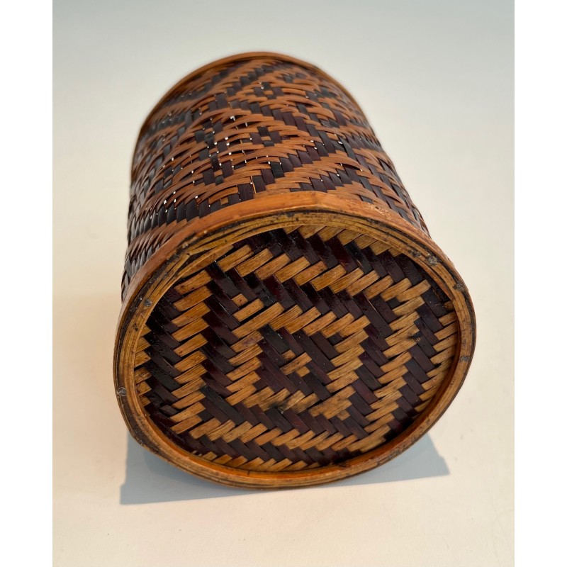 Set of Three Nesting Straw Marquetry Pen Pots, French Work, Circa 1930