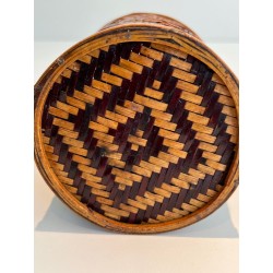 Set of Three Nesting Straw Marquetry Pen Pots, French Work, Circa 1930