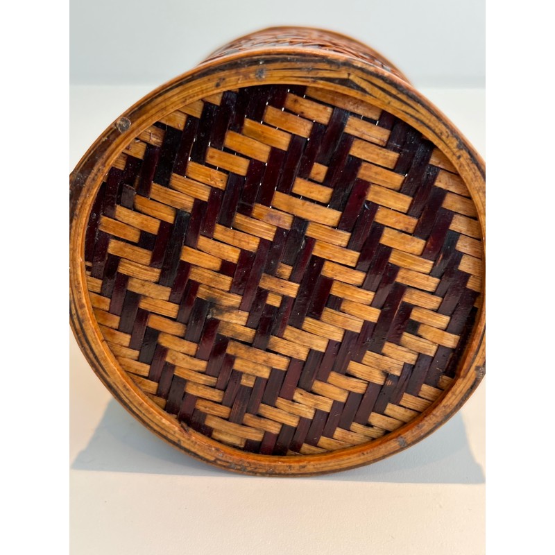 Set of Three Nesting Straw Marquetry Pen Pots, French Work, Circa 1930