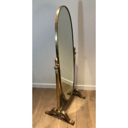 Important Empire Style Bronze and Brass Psyché Mirror, French Work, Circa 1880