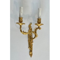 Pair of Louis XV Style Gilt Bronze Wall Sconces | French Work, circa 1940