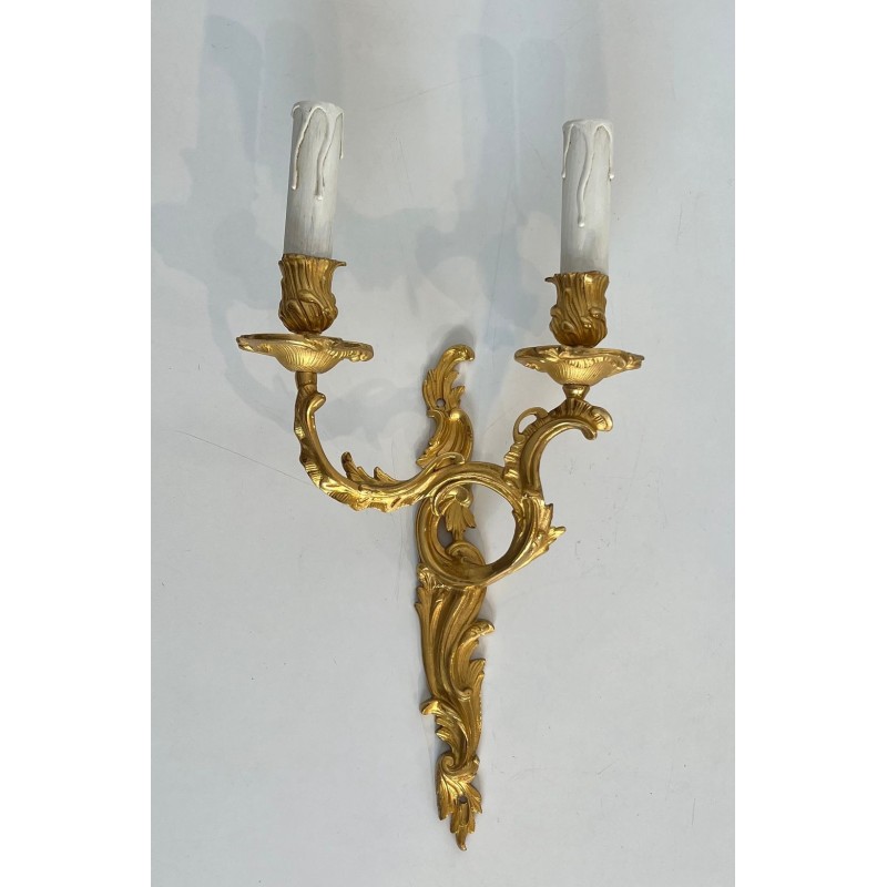 Pair of Louis XV Style Gilt Bronze Wall Sconces | French Work, circa 1940