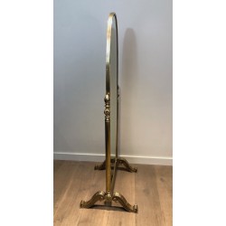 Important Empire Style Bronze and Brass Psyché Mirror, French Work, Circa 1880