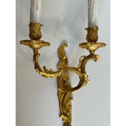 Pair of Louis XV Style Gilt Bronze Wall Sconces | French Work, circa 1940