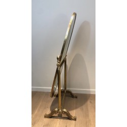 Important Empire Style Bronze and Brass Psyché Mirror, French Work, Circa 1880