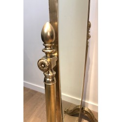 Important Empire Style Bronze and Brass Psyché Mirror, French Work, Circa 1880