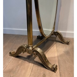 Important Empire Style Bronze and Brass Psyché Mirror, French Work, Circa 1880