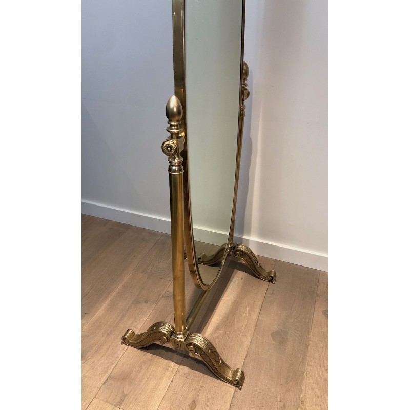 Important Empire Style Bronze and Brass Psyché Mirror, French Work, Circa 1880