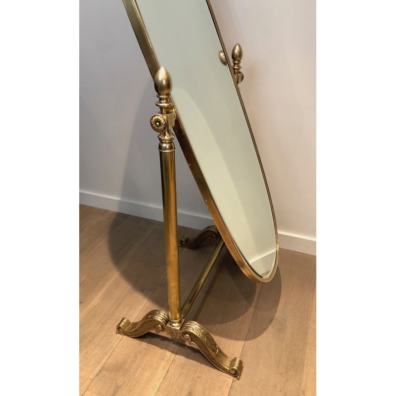 Important Empire Style Bronze and Brass Psyché Mirror, French Work, Circa 1880