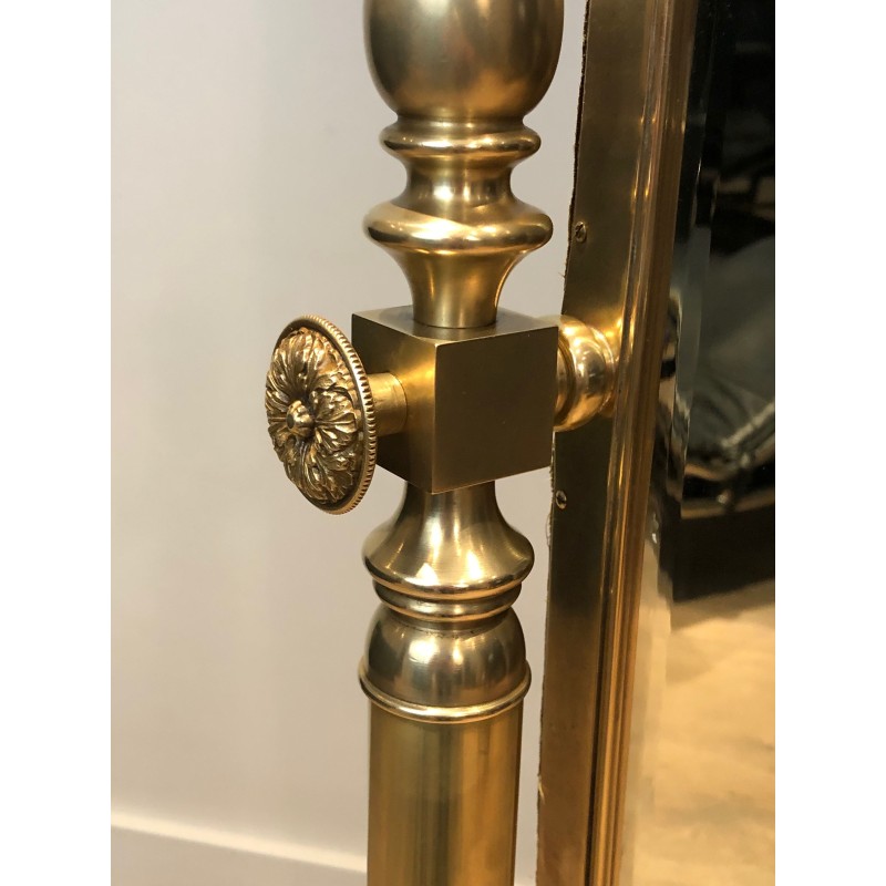 Important Miroir Psyché de Style Empire en Bronze et Laiton, Travail Français, Vers 1880