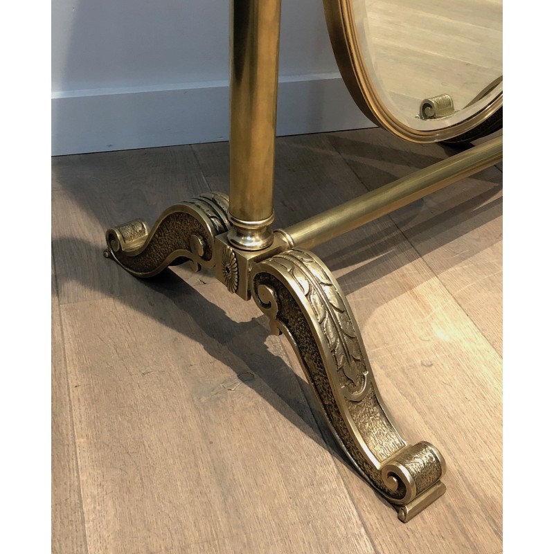 Important Empire Style Bronze and Brass Psyché Mirror, French Work, Circa 1880