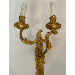 Paire d'Appliques en Bronze Doré Style Louis XV | Travail Français, vers 1940