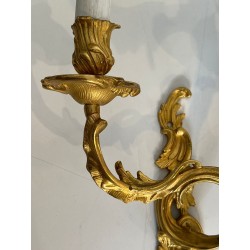 Pair of Louis XV Style Gilt Bronze Wall Sconces | French Work, circa 1940