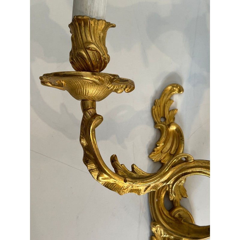 Pair of Louis XV Style Gilt Bronze Wall Sconces | French Work, circa 1940