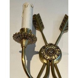 Pair of Empire Style Bronze Crossed-Arrow Wall Sconces | French Work, circa 1950