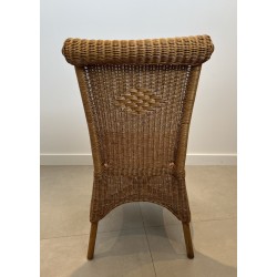 Set of Six Rattan and Wood Dining Chairs, French Work, Circa 1970