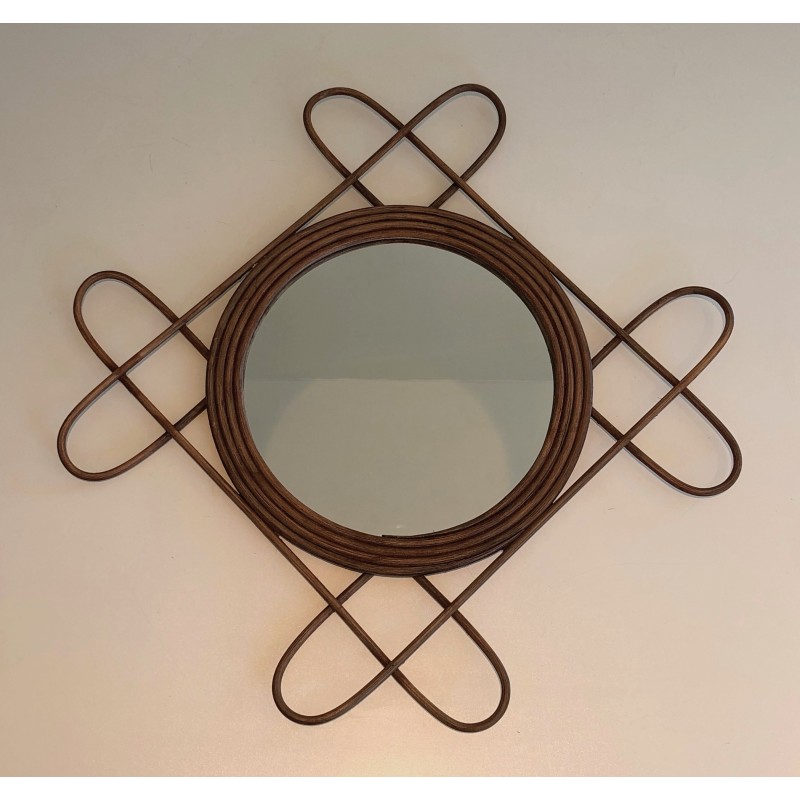 Rattan Mirror, French Work, Circa 1950