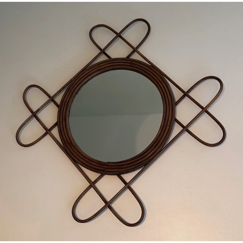 Rattan Mirror, French Work, Circa 1950