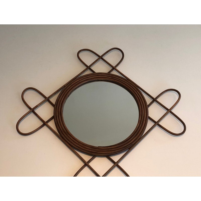 Rattan Mirror, French Work, Circa 1950