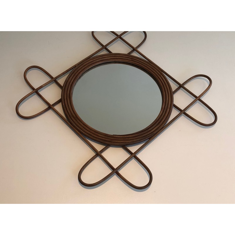 Rattan Mirror, French Work, Circa 1950