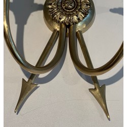Paire d'Appliques Bronze aux Flèches Croisées Style Empire | Travail Français, vers 1950