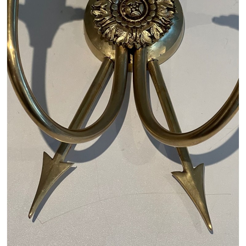 Paire d'Appliques Aux Flêches Croisées en Bronze