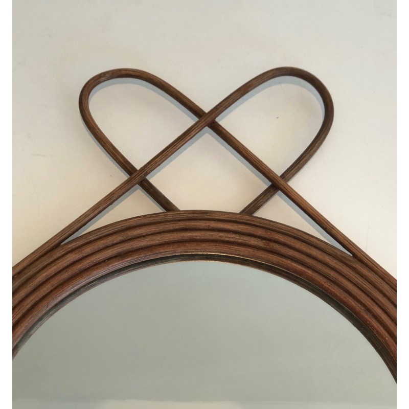 Miroir en Rotin, Travail Français, Vers 1950