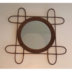 Rattan Mirror, French Work, Circa 1950