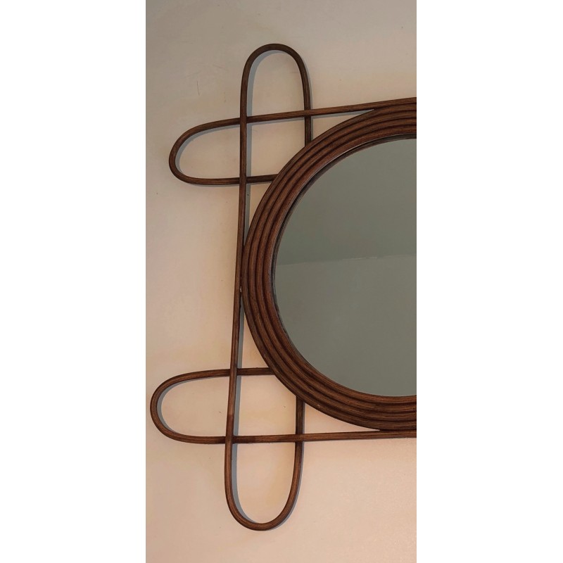 Rattan Mirror, French Work, Circa 1950