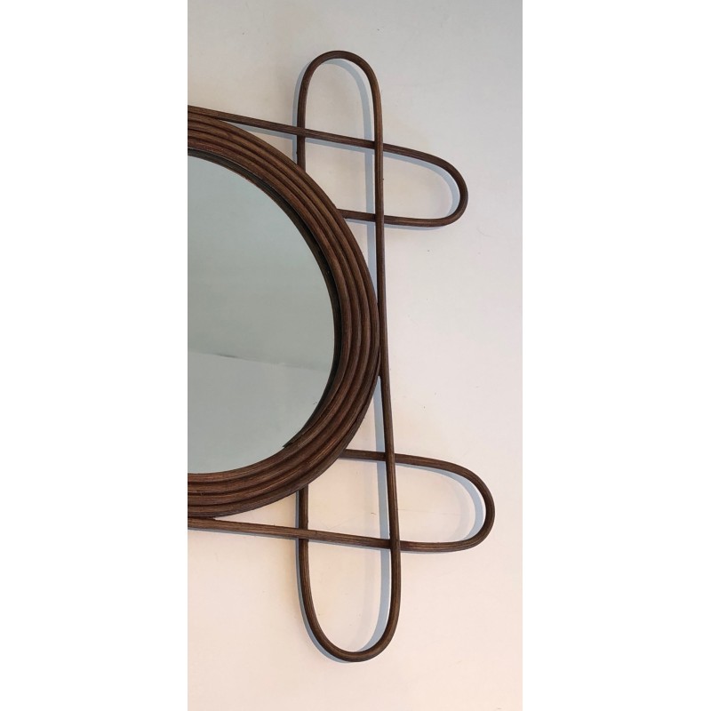 Miroir en Rotin, Travail Français, Vers 1950