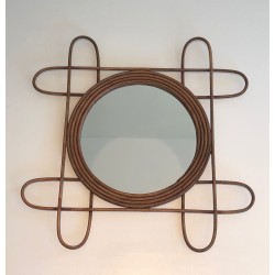 Rattan Mirror, French Work, Circa 1950