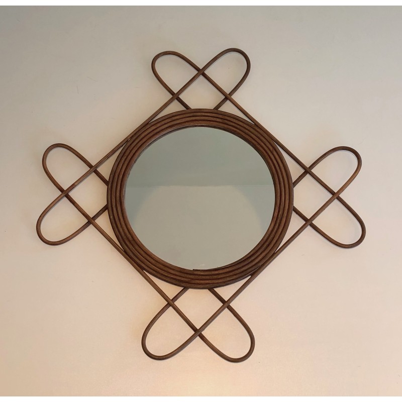 Rattan Mirror, French Work, Circa 1950