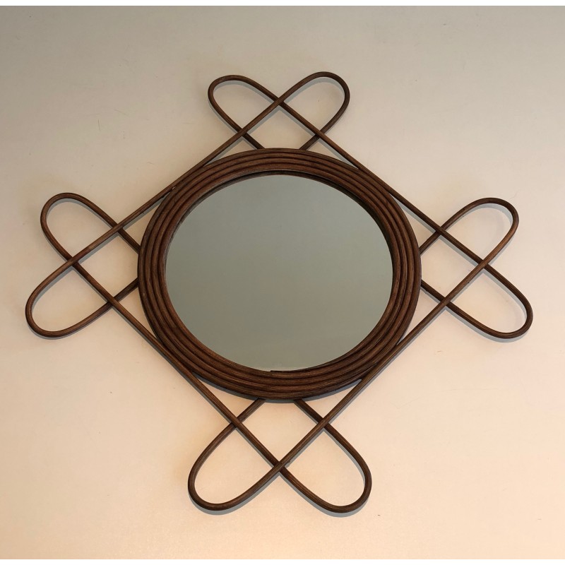 Rattan Mirror, French Work, Circa 1950