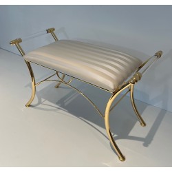 Lucite and Gilt Metal Stool, French Work, circa 1970
