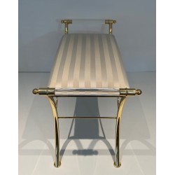 Lucite and Gilt Metal Stool, French Work, circa 1970