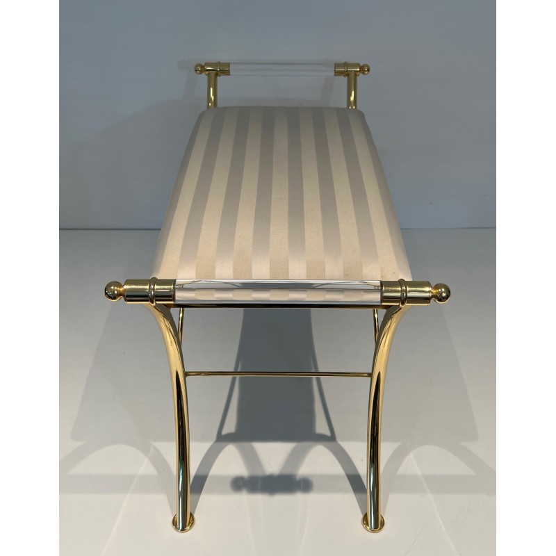 Lucite and Gilt Metal Stool, French Work, circa 1970