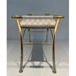 Lucite and Gilt Metal Stool, French Work, circa 1970